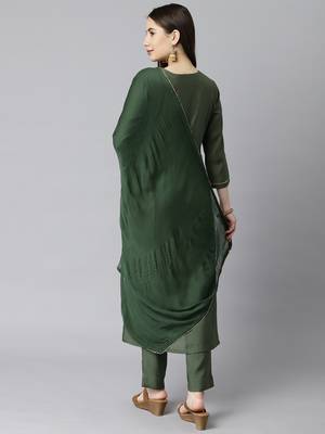 Green embroidered art silk silk-kurtis 2