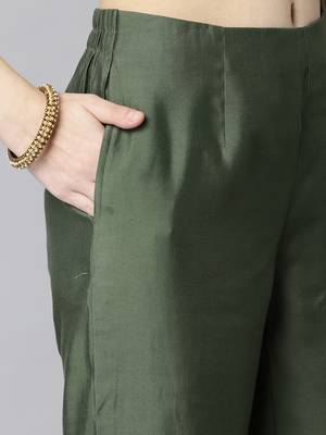 Green embroidered art silk silk-kurtis 4