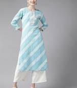 Turquoise printed rayon kurtas-and-kurtis