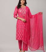 Baby-pink printed rayon ethnic-kurtis