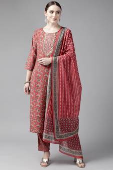 Red printed silk ethnic-kurtis