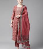 Red printed silk ethnic-kurtis