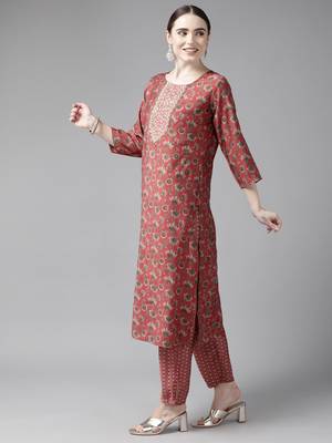Red printed silk ethnic-kurtis 2