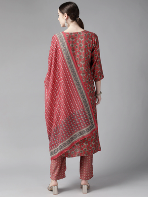 Red printed silk ethnic-kurtis 3