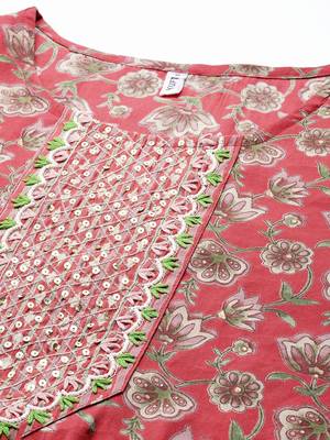 Red printed silk ethnic-kurtis 4