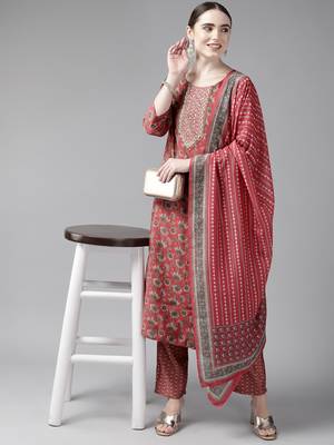 Red printed silk ethnic-kurtis 5