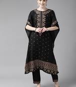 Black printed rayon ethnic-kurtis