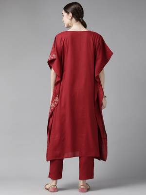 Red printed rayon ethnic-kurtis 3