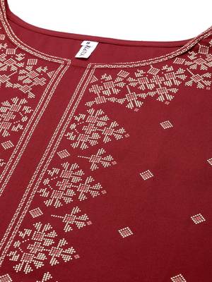 Red printed rayon ethnic-kurtis 4