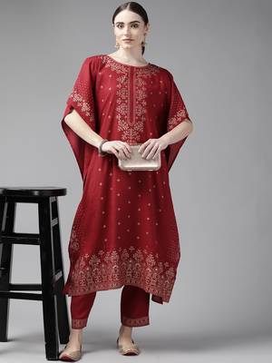 Red printed rayon ethnic-kurtis 5