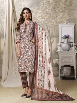 Brown printed cotton ethnic-kurtis 1