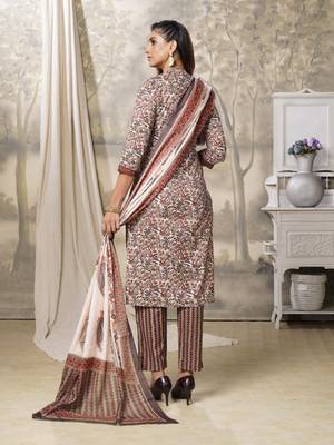 Brown printed cotton ethnic-kurtis 2