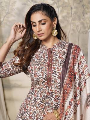 Brown printed cotton ethnic-kurtis 3