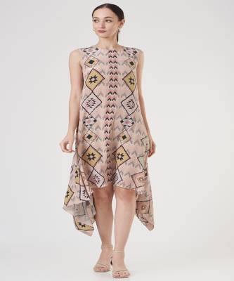 Blush Mosaic Diamond Small Print Crepe Handkerchief Tunic 1