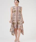 Blush Mosaic Diamond Small Print Crepe Handkerchief Tunic