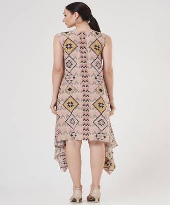 Blush Mosaic Diamond Small Print Crepe Handkerchief Tunic 2