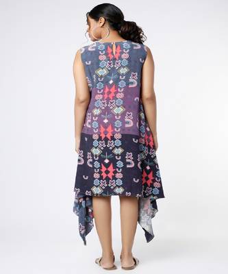 Purple Ikat Star Small Print Crepe Handkerchief Tunic 2