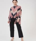 Blush Pink Ladder Print Crepe Shirt Tunic