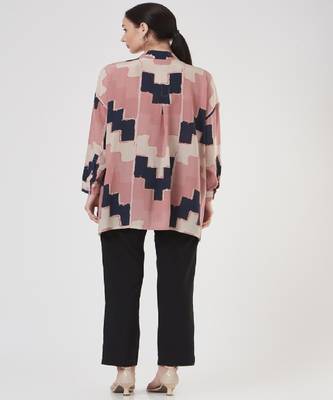 Blush Pink Ladder Print Crepe Shirt Tunic 2