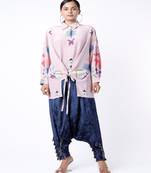 Pink Ikat Star Print Crepe Shirt Tunic