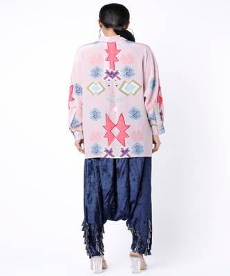 Pink Ikat Star Print Crepe Shirt Tunic 2
