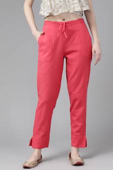 Peach plain cotton trousers