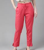Peach plain cotton trousers