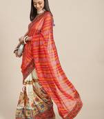 Red embroidered georgette saree with blouse
