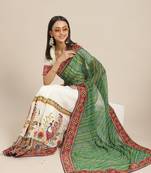 Green embroidered georgette saree with blouse