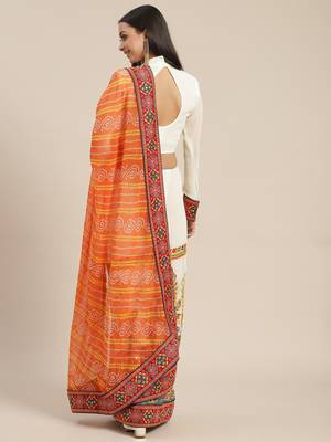Orange embroidered georgette saree with blouse 2
