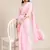 Pink plain georgette saree with blouse