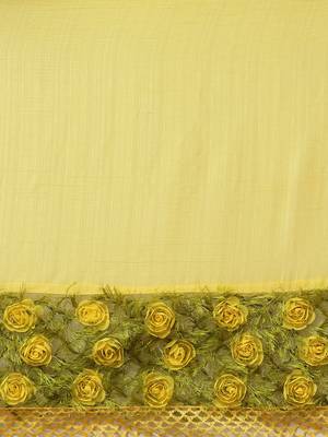 Yellow plain chiffon saree with blouse 3
