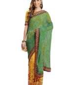 Green embroidered georgette saree with blouse