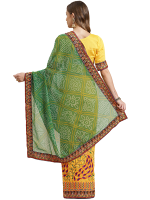 Green embroidered georgette saree with blouse 2