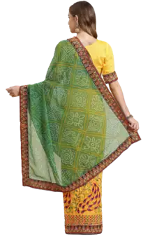 Green embroidered georgette saree with blouse