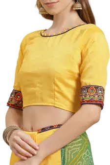 Green embroidered georgette saree with blouse