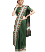 Green embroidered silk blend saree with blouse
