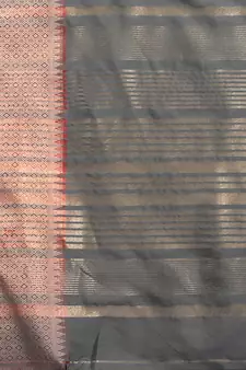 Grey embroidered cotton silk saree with blouse