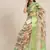 Green printed organza saree with blouse