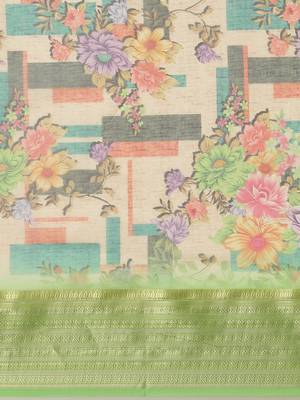 Green printed organza saree with blouse 4