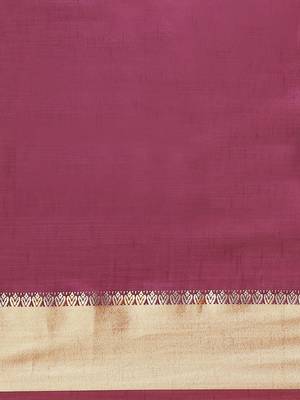 Purple plain silk blend saree with blouse 3