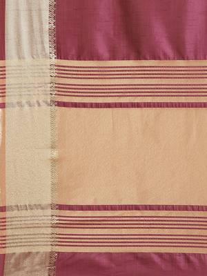 Purple plain silk blend saree with blouse 4