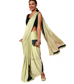 Green embroidered lycra saree with blouse