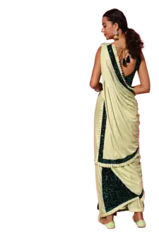Green embroidered lycra saree with blouse