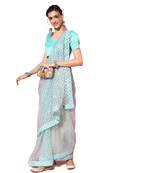 Sky blue embroidered net saree with blouse