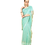Light green embroidered net saree with blouse