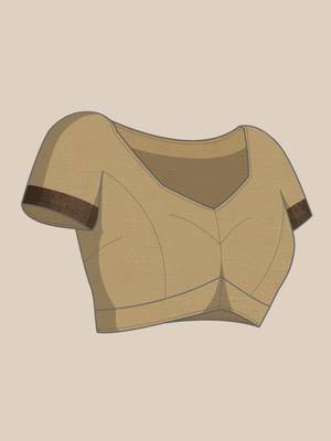 Beige embroidered cotton silk saree with blouse 5