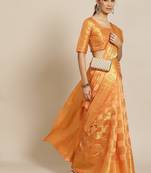 Orange Banarasi Cotton Zari Woven Ready to Ship Saree