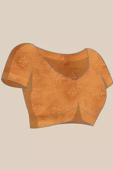 Orange Banarasi Cotton Zari Woven Ready to Ship Saree