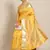 Yellow embroidered silk blend saree with blouse